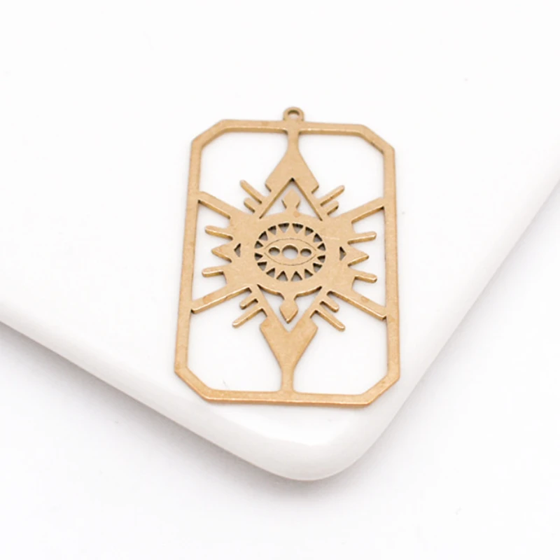 

WZNB 3Pcs Charms for Jewelry Making Raw Brass Devil Eye Rectangular Tag Pendant Diy Earrings Necklace Accessories Supplies