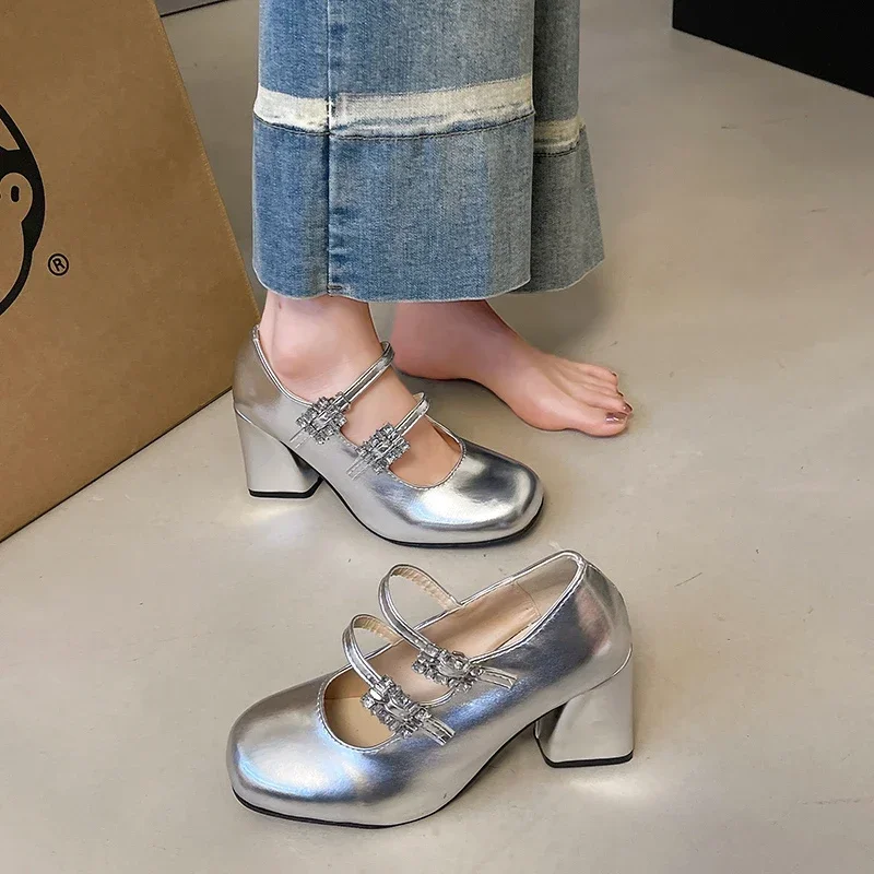 Новинка 2025 брендовая женская обувь на высоком каблуке с пряжкой и ремешком