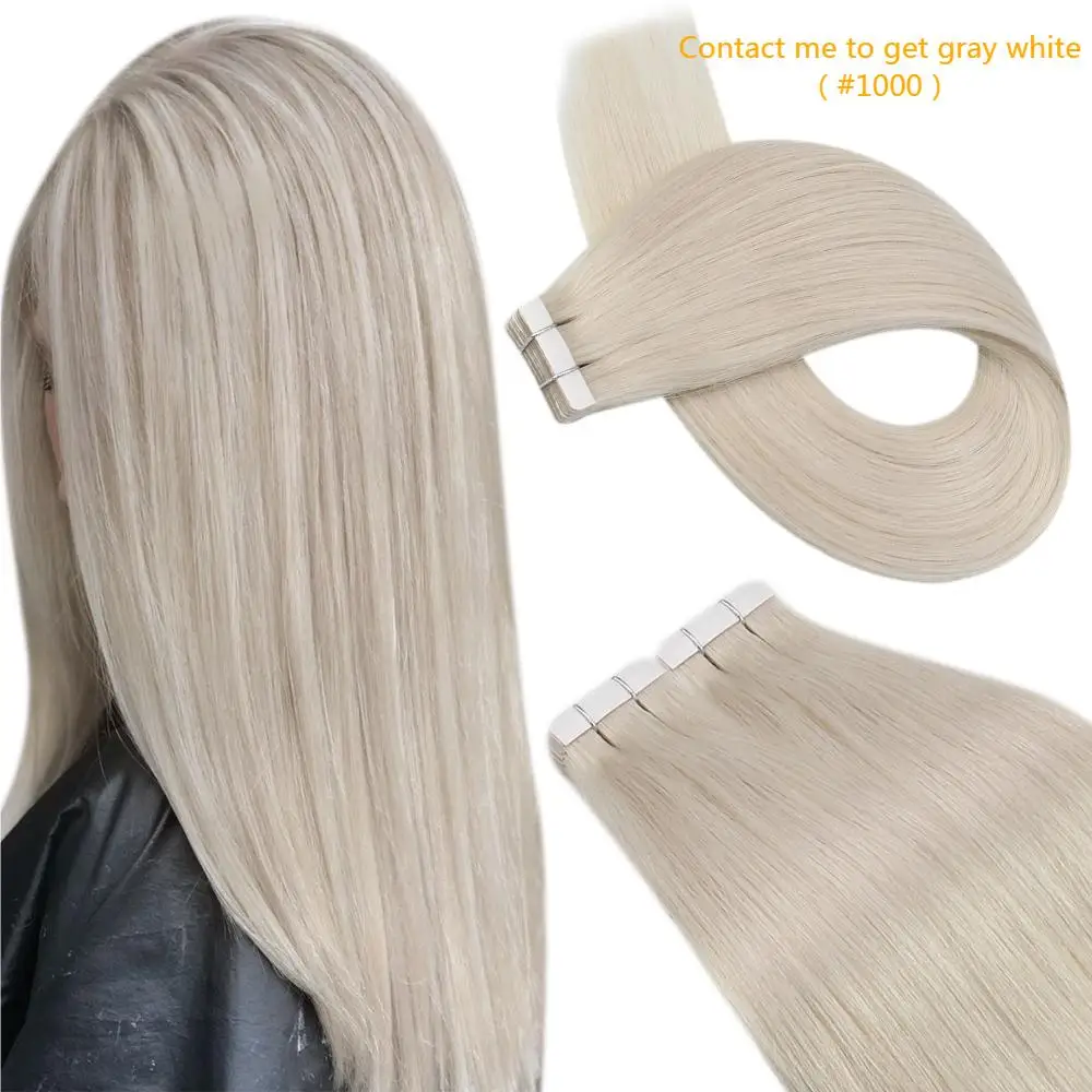 Ugeat Tape in Hair Extensions Human Hair Real Natural Brazilian Remy Hair Straight Seamless Skin Weft For Women Balayage 20P/40P images - 6