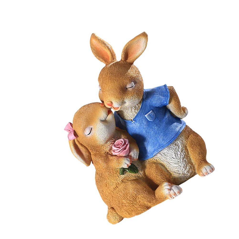 

Adorable Couple Rabbits Ornament Creative Garden Yard Landscape Decoration