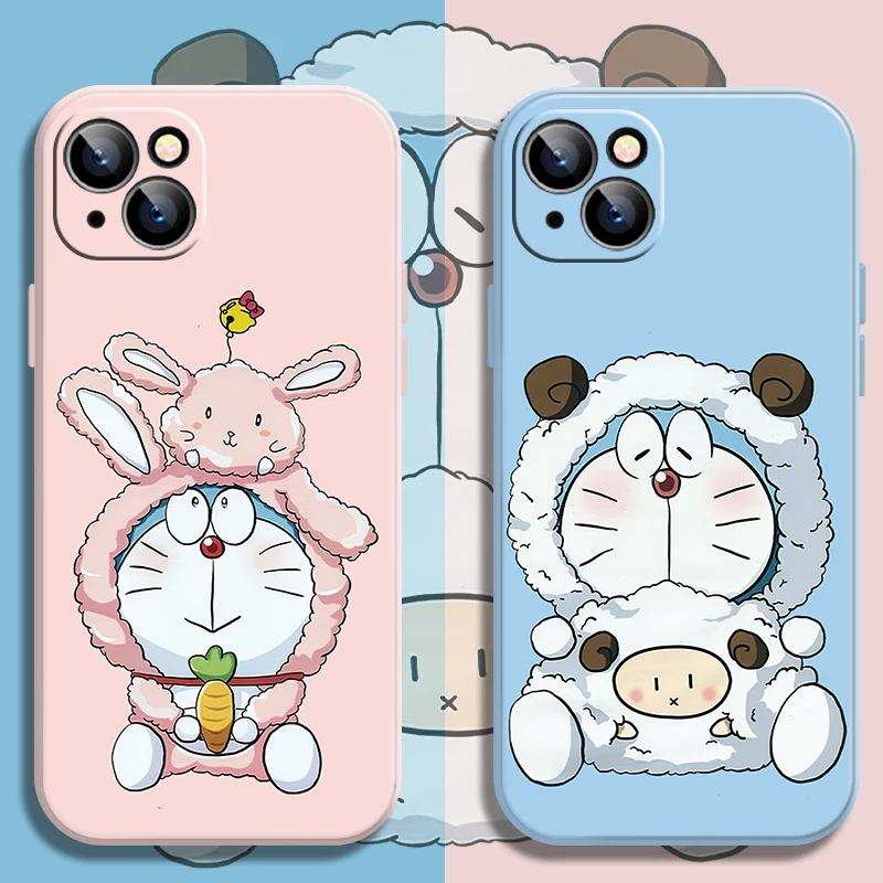 

Doraemon Animal Phone Case For iPhone 13 12 11 Pro 13 12 Mini X XR XS MAX 6 7 8 Plus Sheep Rabb Lens Protective Funda Carcasa