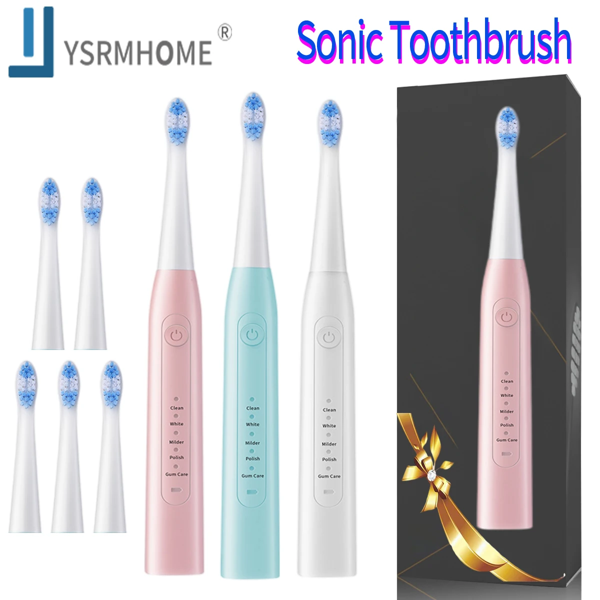 

Electric Toothbrush Sonic,Oral Teeth Whitening for Adults Children,Beauty Healthy,Oral Care Clean Replacement Heads