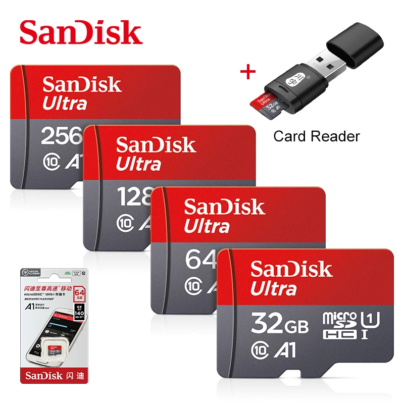 Карта памяти SanDisk Micro SD 128 ГБ 64 32 A1 Class 10 UHS-1 TF флэш-карта для Samrtphone/ПК