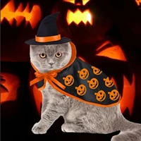 great pet cape pumpkin pattern eye catching pumpkin printing pet dog cat cape clothing set cat cloak pet hat 1 set