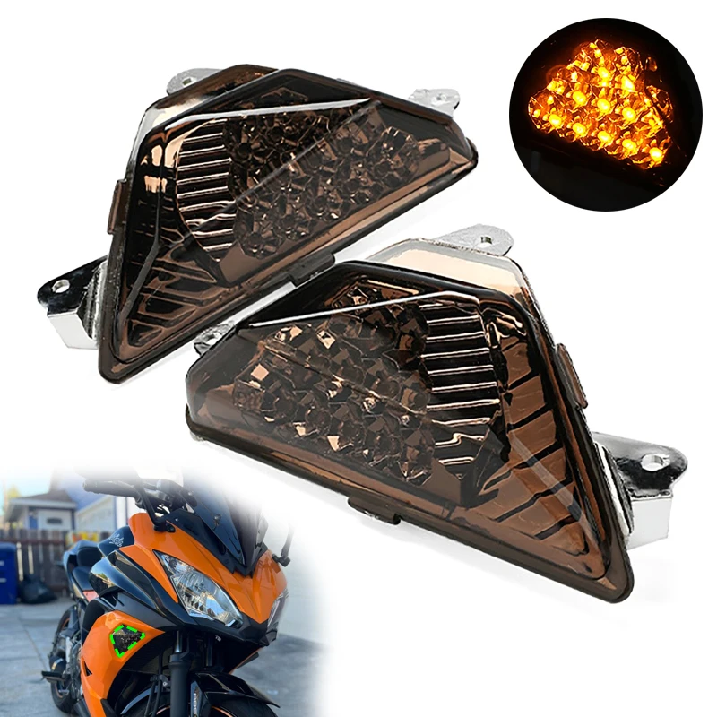 

2pcs Smoked Lens Motorcycle Front Turn Signal Light for Kawasaki 250/300/400/650/1000