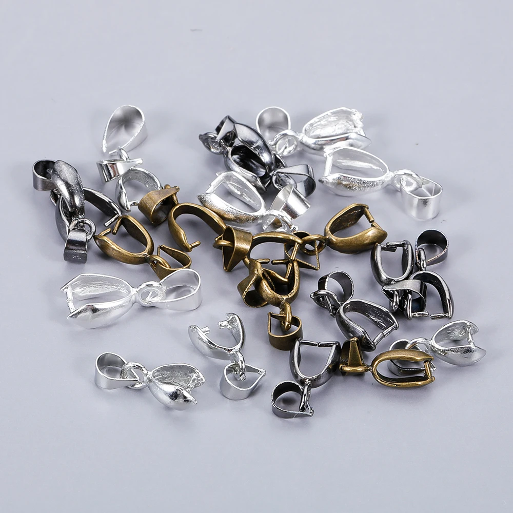 100pcs/lot 5x14mm 6x17mm 8x20mm 6 Colors Plated Pendants Clasps Clips Bails Connectors Copper Charm Bail Beads Jewelry Findings