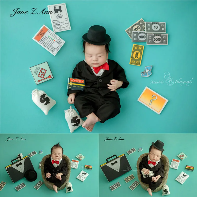 Newborn New Product Theme Monopoly Baby Photography Clothing Suit infant boys studio shooting creative Clothing