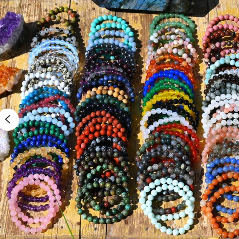 4/6/8/10мм Браслеты Рейки Записи Чакры Женщины Мужчины Агатовый Камень Бусинный Эластичный Браслет Целительный Браслет Йога Вечеринка Модные Украшения