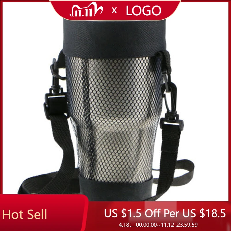 

Cup Mug Holder Bag Water Bottle Carry Mesh Net Bag Portable Cup Pouch With Detachable Strap For Walking Running Hiking Biking