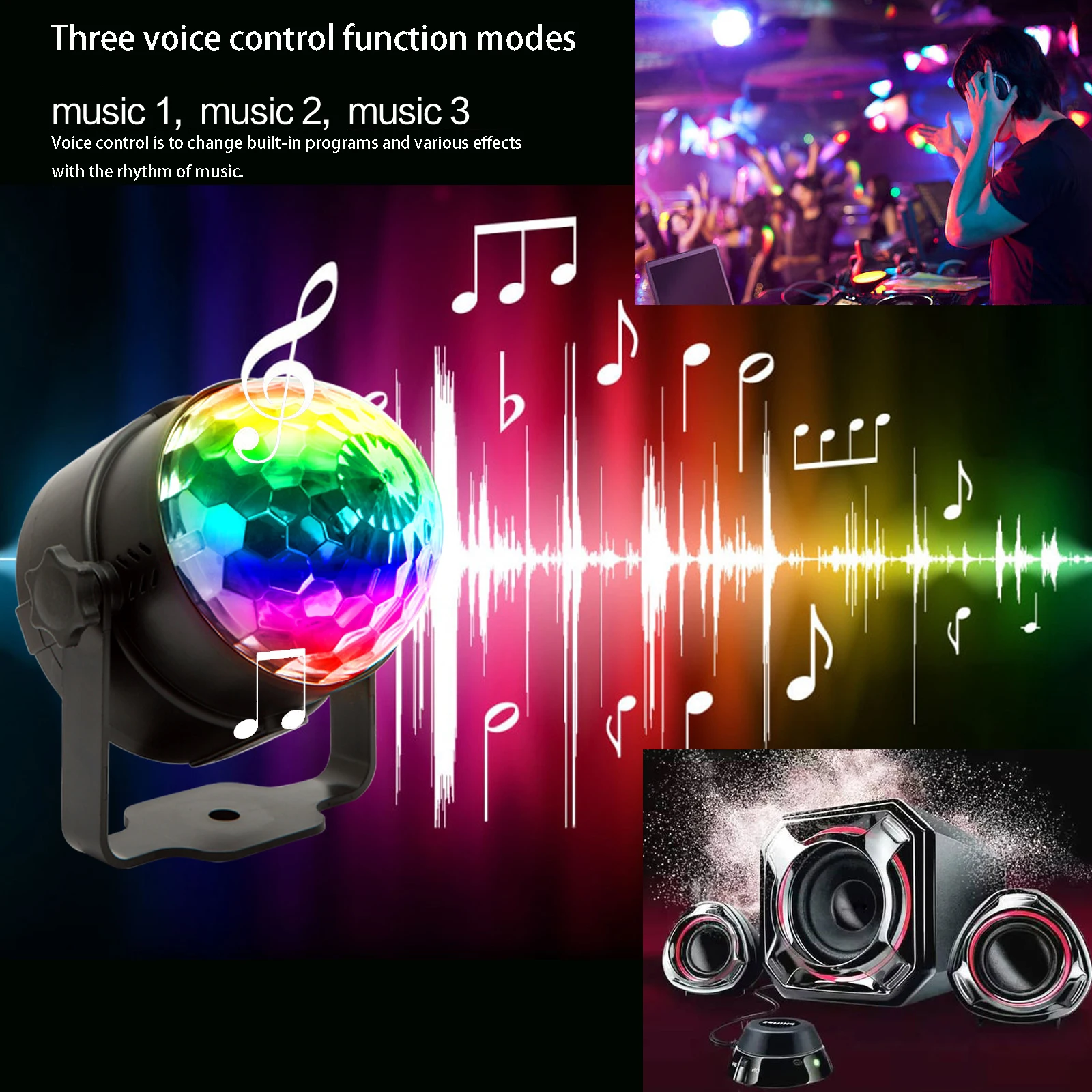 Nightlight Room Disco Colorful Lights Flash Sound Control Car Atmosphere Lights USB Flash KTV Decorative Colorful Lights