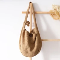fashion leisure shoulder bags women solid color knitting luxury crossbody bags large capacity summer beach handbag shopper bag
