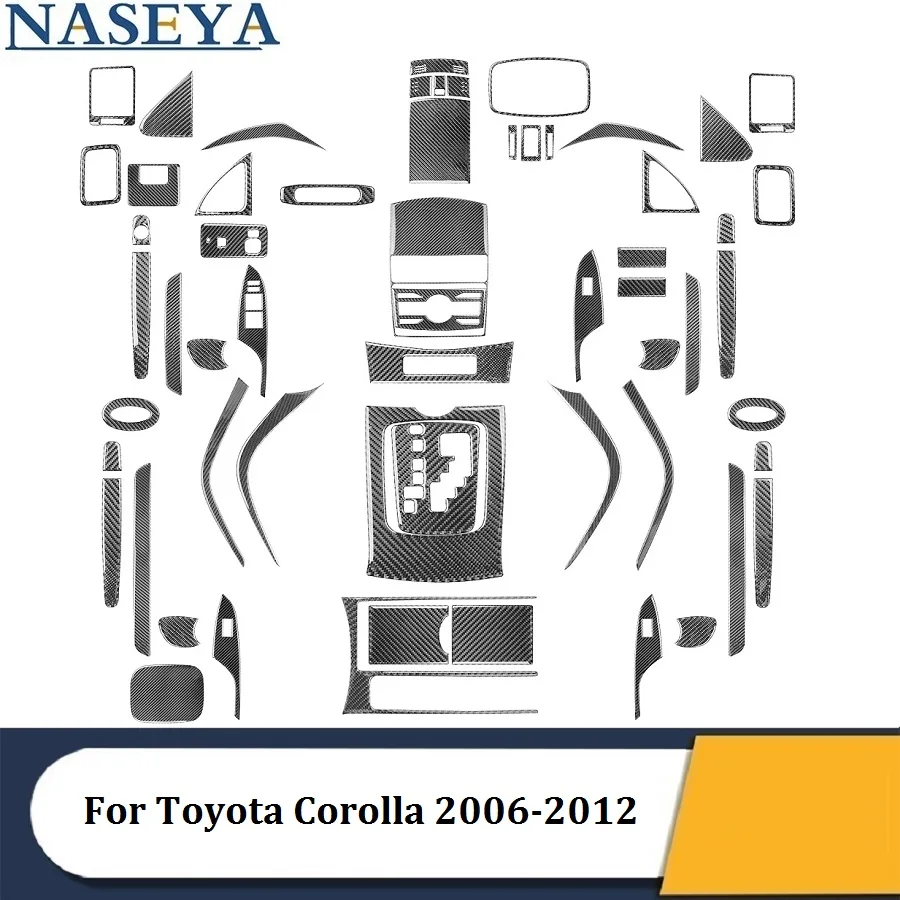 For Toyota Corolla 2006 2007 2008 2009 2010 2011 2012 Carbon Fiber Black Decorative Stickers Car Interior Accessories