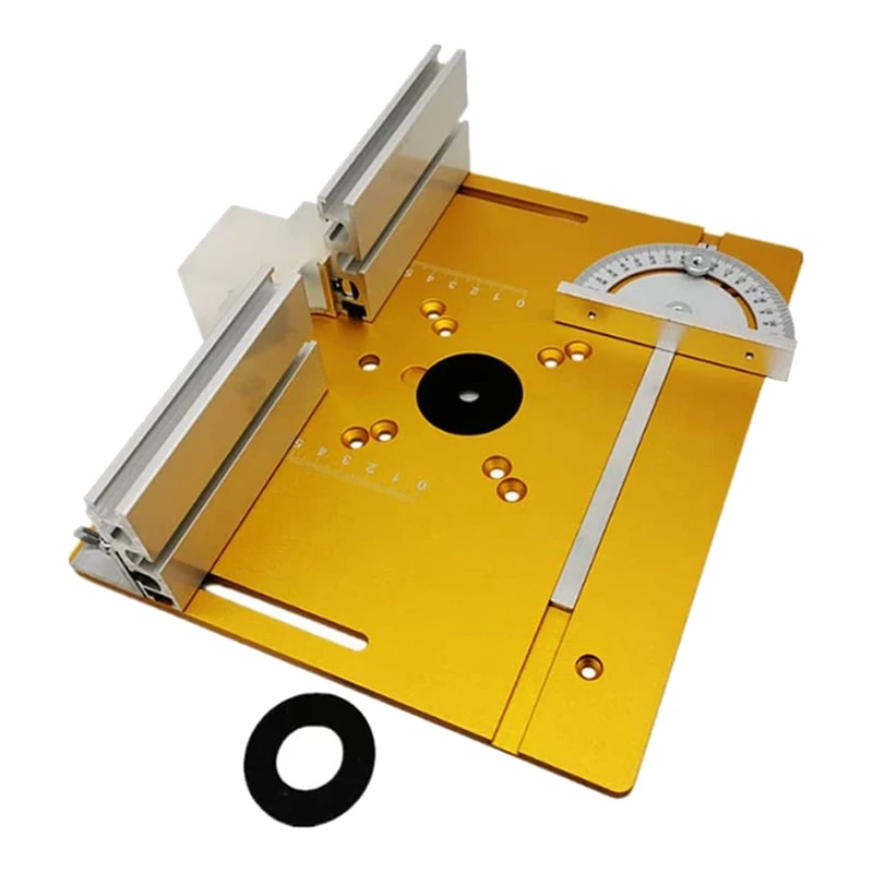 

Set Of 3 Router Table Insert Plate Router Table Insert Plate Trimming Machine Auxiliary Tool With Miter Gauge,Gold