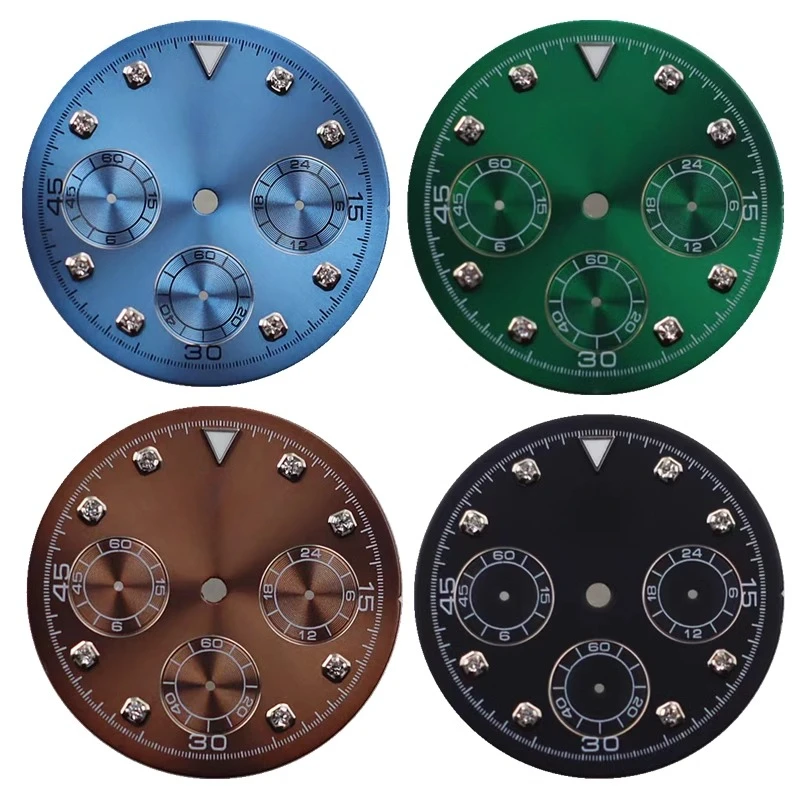 29 5 мм VK63 циферблат G-S с бриллиантовым циферблатом для ногтей зеленый светящийся