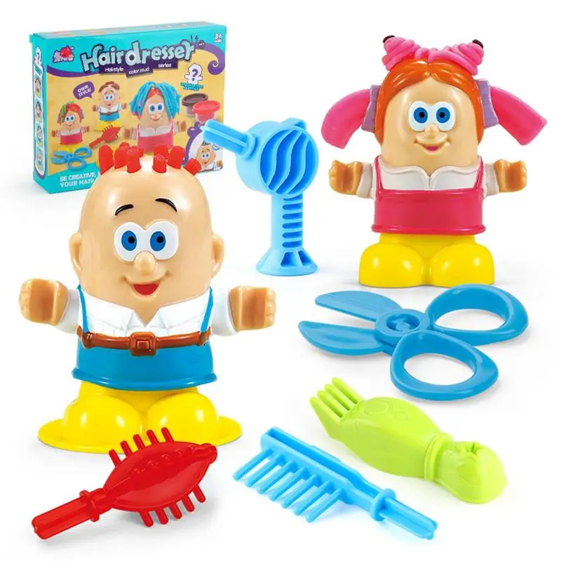 

Play Dough Toy 3D Hairdresser Model Set Children Modeling Clay Plasticine Tool Toys DIY Design Hairstylist Kids Educational Toys