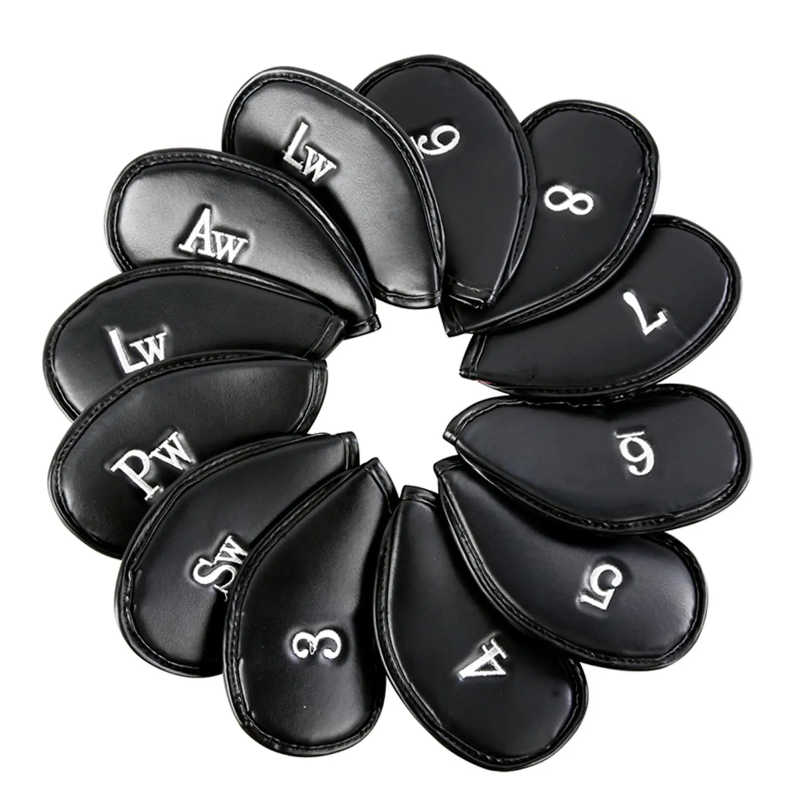 

12Pcs Golf Iron Headcover Set Premium PU Leather Golf Club Head Covers 3,4,5,6,7,8,9,A,S,P,L,L