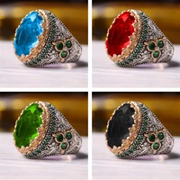 new gem large crystal ring luxury men attend the banquet gothic ring inlaid with rhinestones fashion luxury high quality jewelry