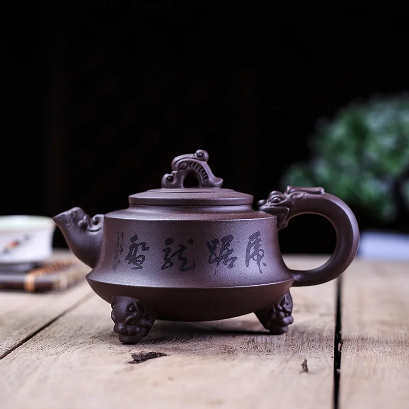 

Настоящий пурпурный глиняный горшок Yixing, чистая ручная работа, пурпурная глина apot, творчество, дракон, тигр, драконий, китайский фотографиче...