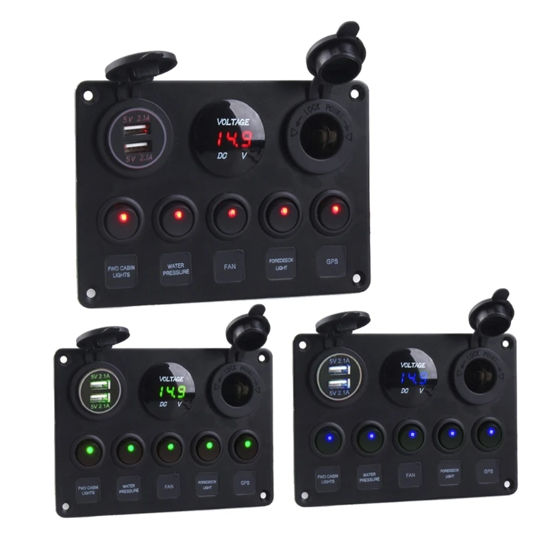 

Marine Truck Ship Waterproof Car Panel Digital Voltmeter 12V 24V 5 Button