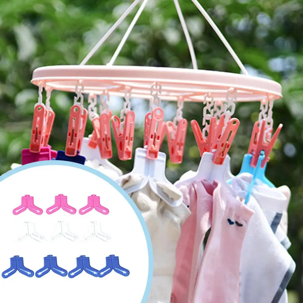 

10PCS/Lot Creative Sock Shaped Socks Clip Windproof Socks Clips Organizer Laundry Sorters Clothes Pins Home Color Random Ho G7Y7