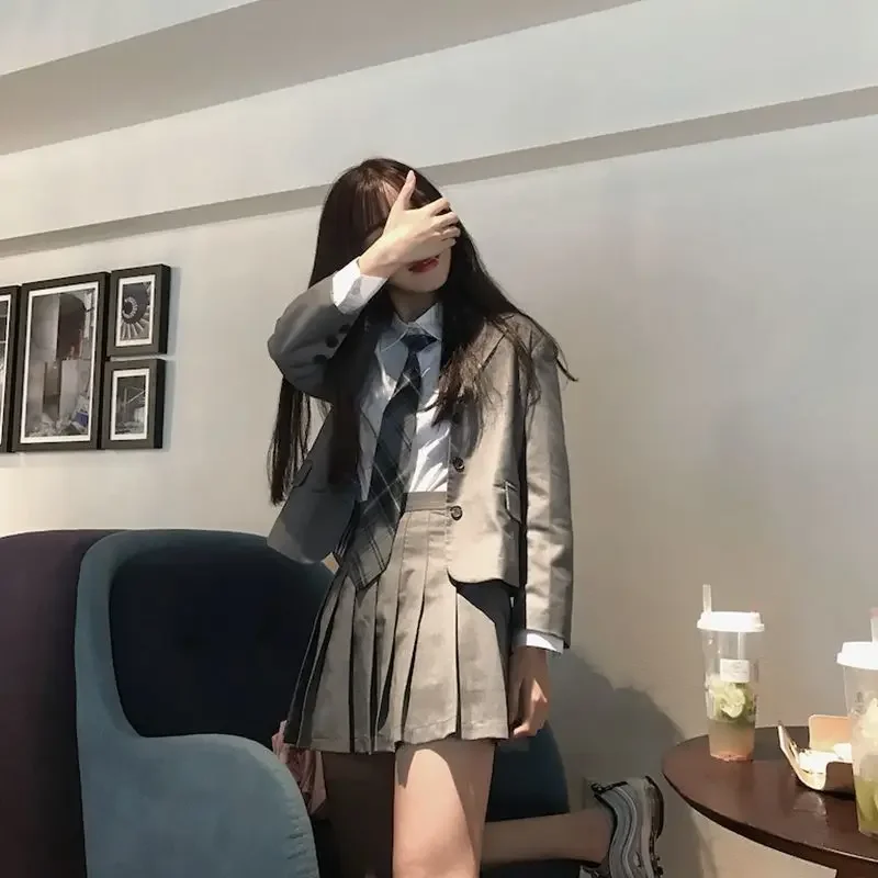 Женский костюм в Корейском стиле шикарный пиджак-рубашка с галстуком ретро и