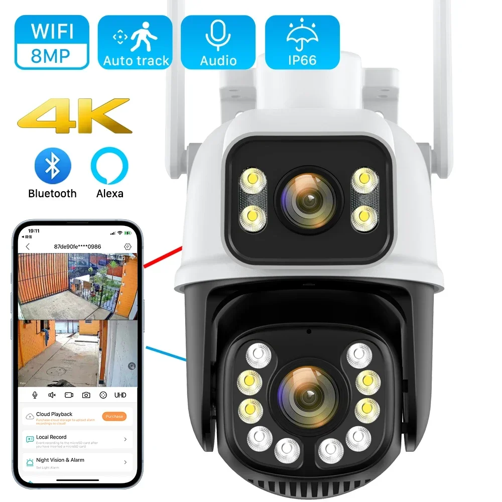 

8MP 4K Dual Lens Dual Screen PTZ IP Camera Outdoor 4MP HD Ai Human Detection Security Protection Wifi CCTV Surveillance ICSee