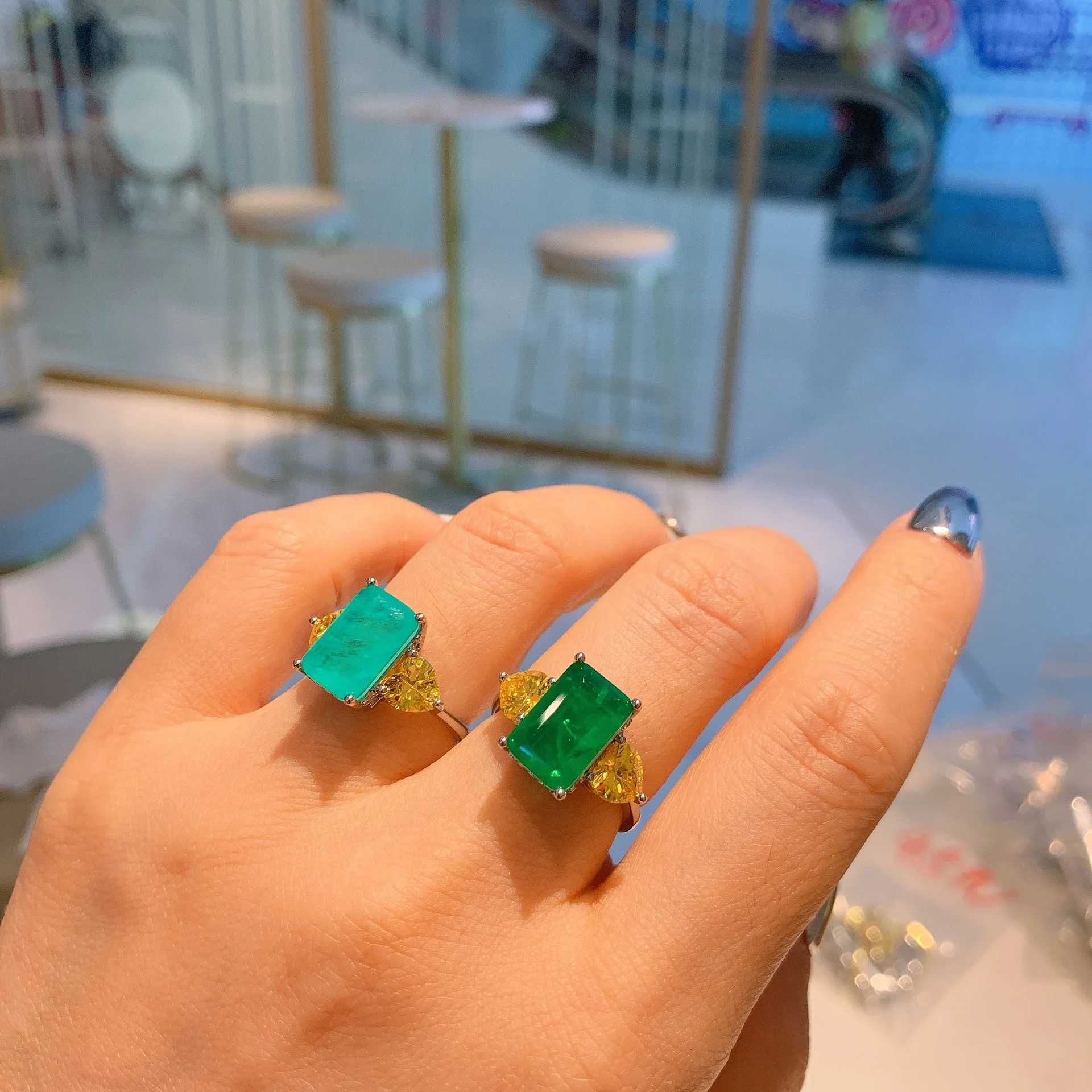 

2022 New Emerald Paraiba Tourmaline Adjustable Ring Gemstone Jewelry Married Accessori Engagement Luxury Vintage Wife Gift
