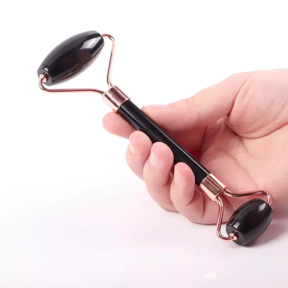 

Facial Massage Roller Stone Skin Massager Double Head Natural Black Crystal Jade Massage Roller Facial Health Beauty Guasha Tool