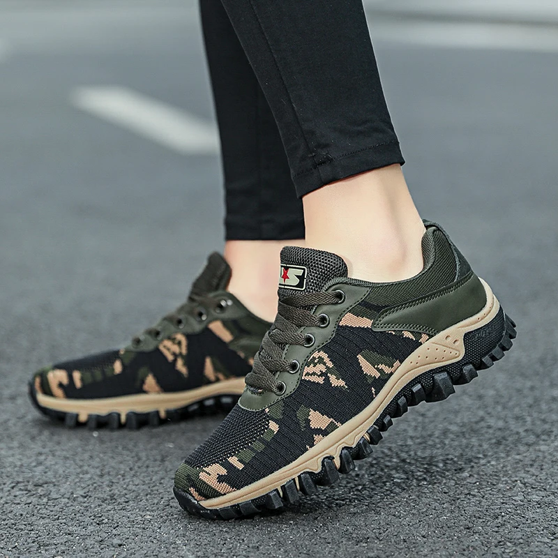 

2022 Hiking Sport Shoes Camouflage Women Summer Breathable Mesh Mountain Hiker Climbing Hill Shoes Men Hike Unisex Sneakers