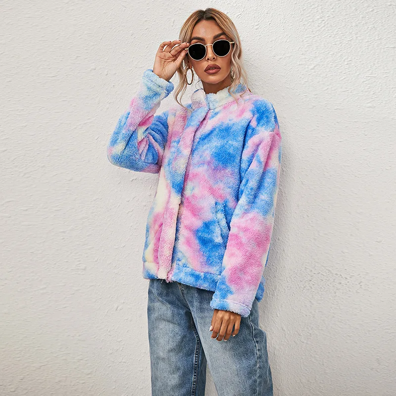 

European Autumn double-sided velvetjacket colorful warm furry coat
