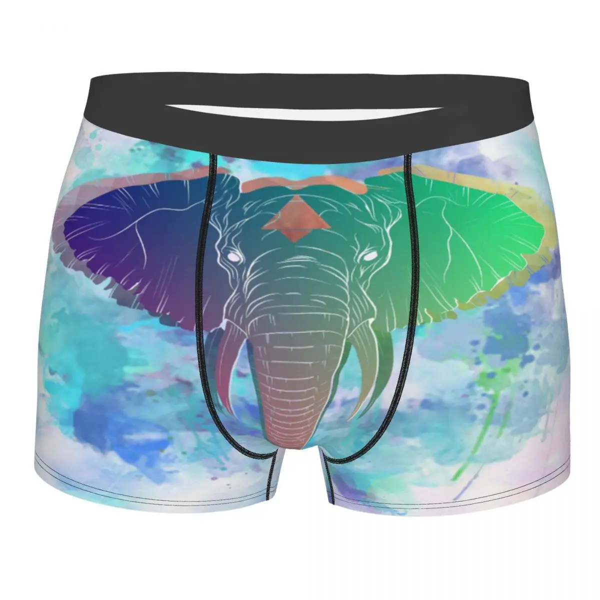 Mens Boxer Sexy Underwear Elephant Art Underpants Male Panties Pouch Short Pants