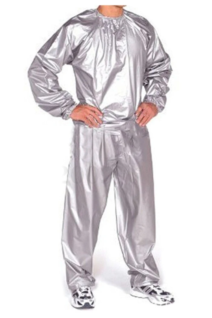

Heavy Duty Fitness Weight Loss Sweat Sauna Suit Exercise Gym Anti-Rip Silver XL