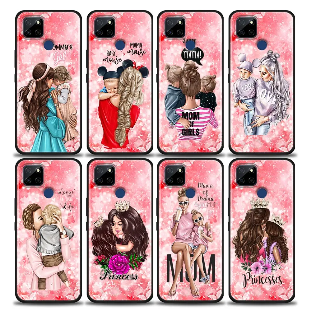 

Phone Case for Realme Q2 C20 C21 V15 8 C25 GT Neo V13 5G X7 Pro Ultra C21Y Case Cover Fashion Baby Mom Girl Queen