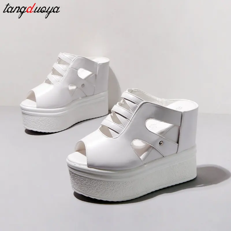 

Сандалии женские белые с открытым носком, босоножки на платформе и высоком каблуке, открытый носок, модные туфли на платформе