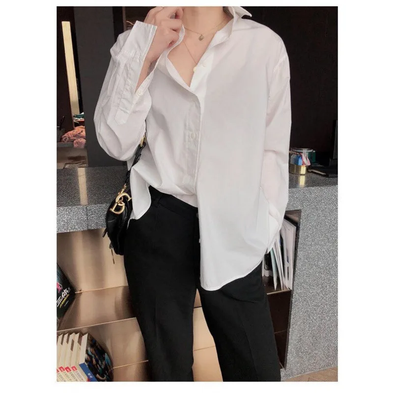 Весенний новый нишевый дизайн свободный крой элегантный универсальный топ с