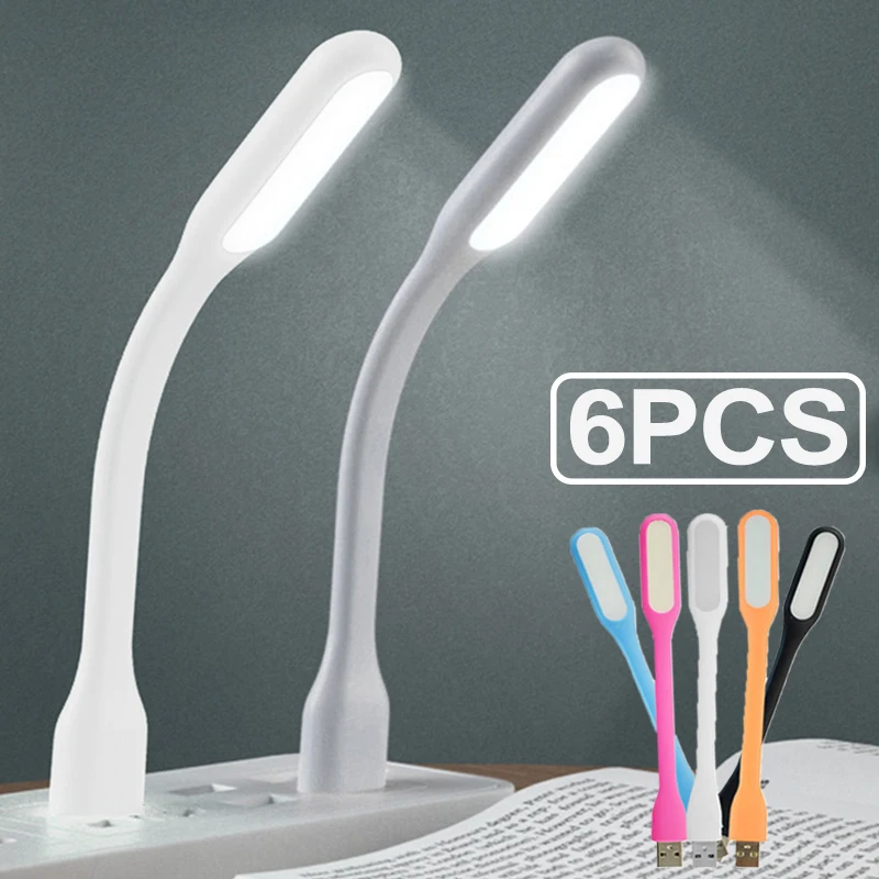 

6PCS Mini Flexible Bendable USB Light 5 Color PC Laptop Notebook Portable Bendable LED Lamp Soft Bright Book Light Dropshipping