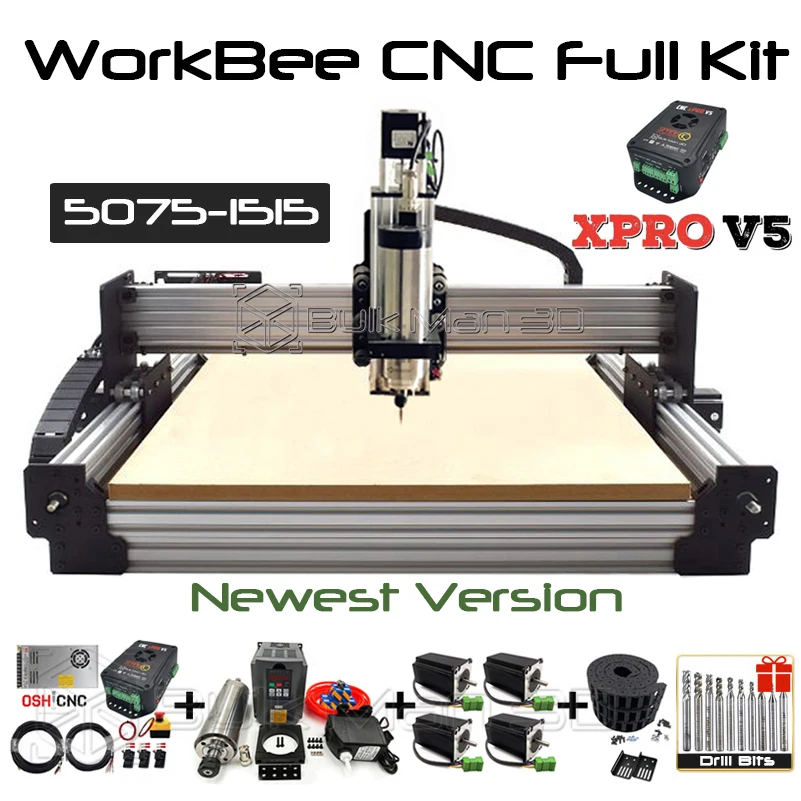 4 Axis Newest WorkBee CNC Router Machine Full Kit with xPRO V5 Tingle Tension System 4 Axis Milling Engraver Free Shipping