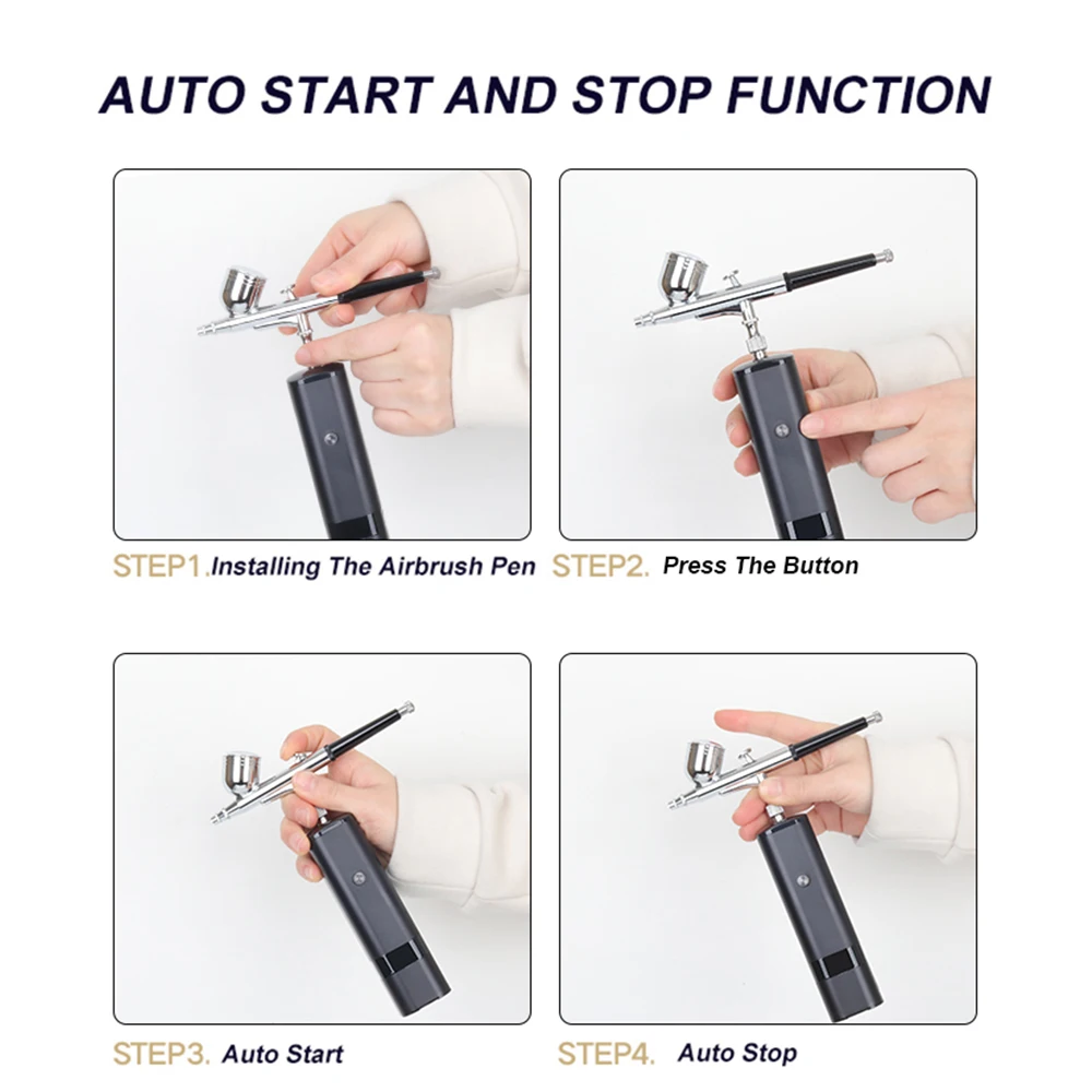 Przenośny bezprzewodowy aerograf z zestawem sprężarki Mini wysokociśnieniowy wymień baterię makijaż zdobienie paznokci tatuaż farba pistolet