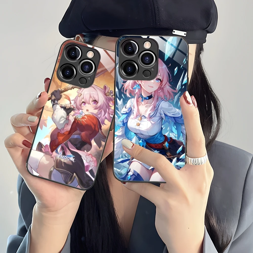 Чехол для мобильного телефона Honkai Star Rail March iPhone 16 15 14 13 12 11 X XR XS 8 Pro Max Plus стеклянный