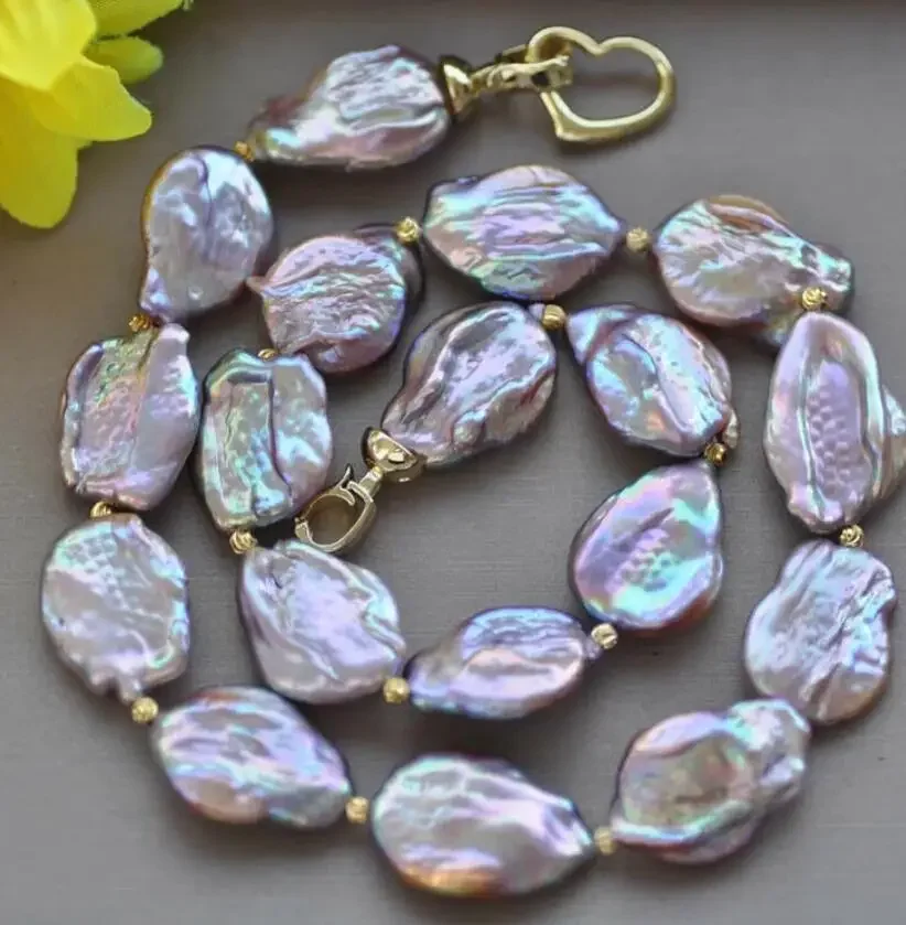 Ожерелье с жемчугом KESHI 18 дюймов 22 мм цветочная лаванда барочная монета реборн