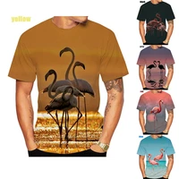 summer hot sale new fashion flamingo 3d printing design t shirts mens and womens fashion short sleeve casual t shirt