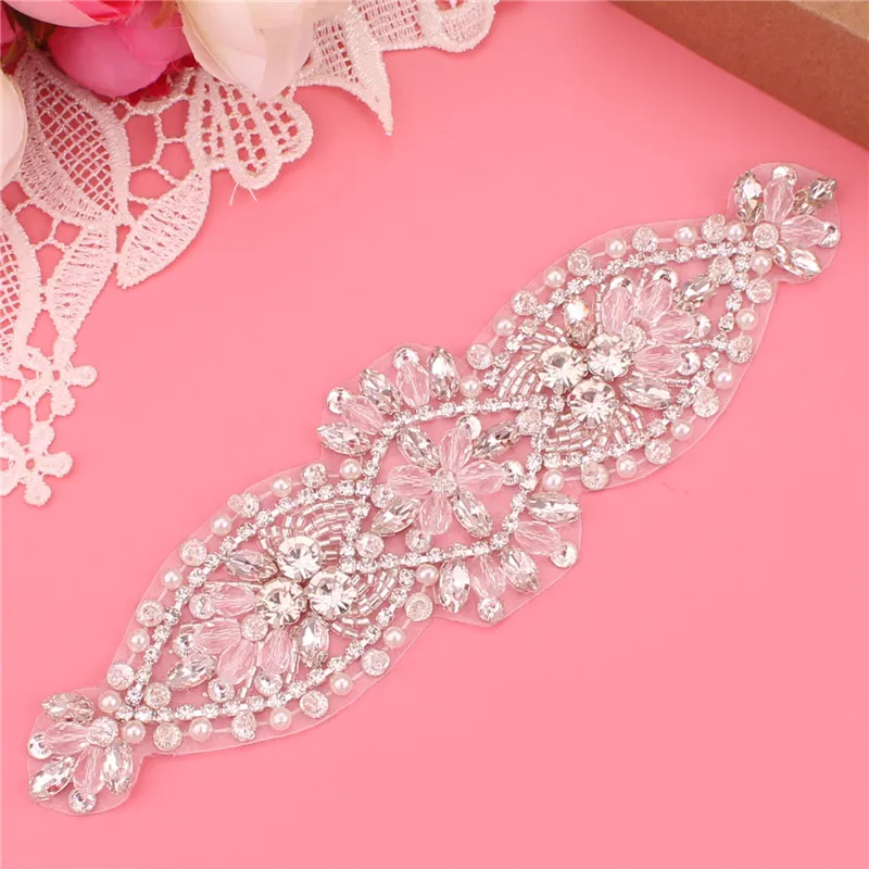 

YJWSXF Bridal Belts Bling Wedding Women Jewelry Silver Rhinestone Pearl Crystal Sparkly Party Formal Dress Diamond Sash