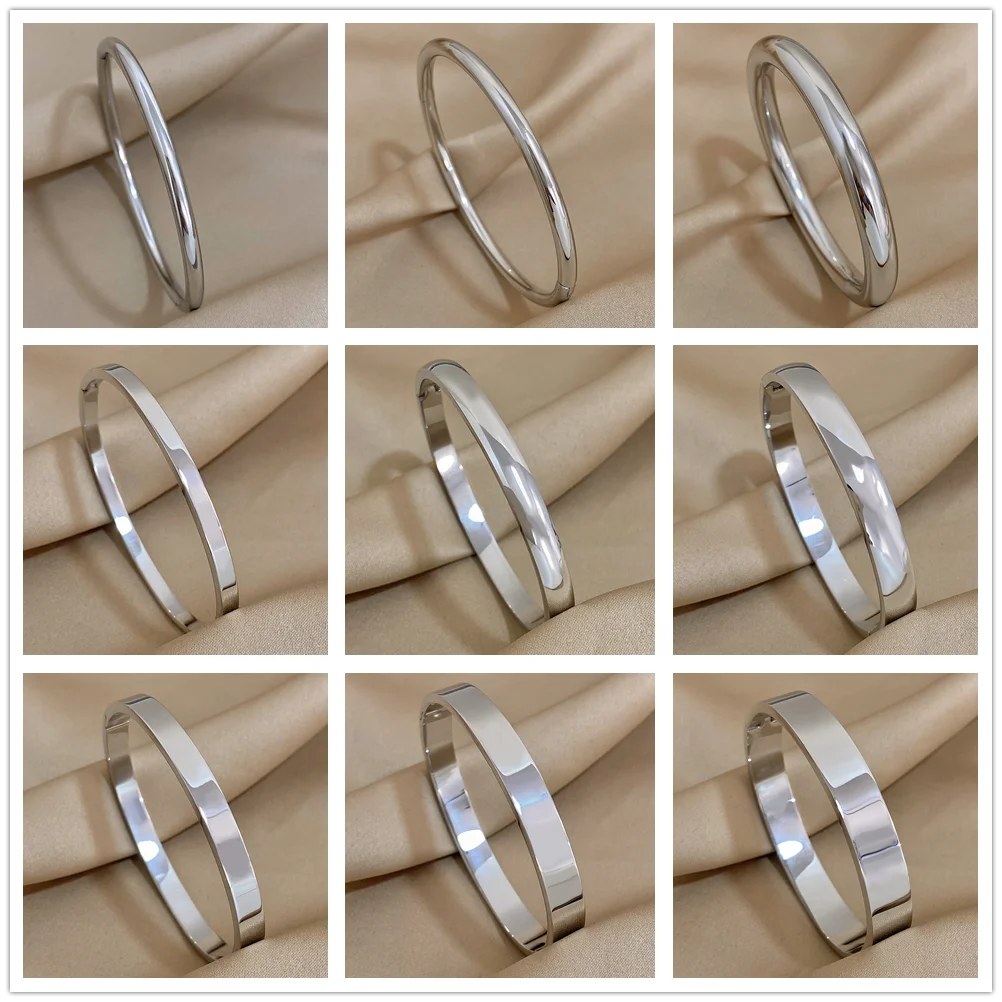 1 шт. женский широкий тонкий браслет из нержавеющей стали