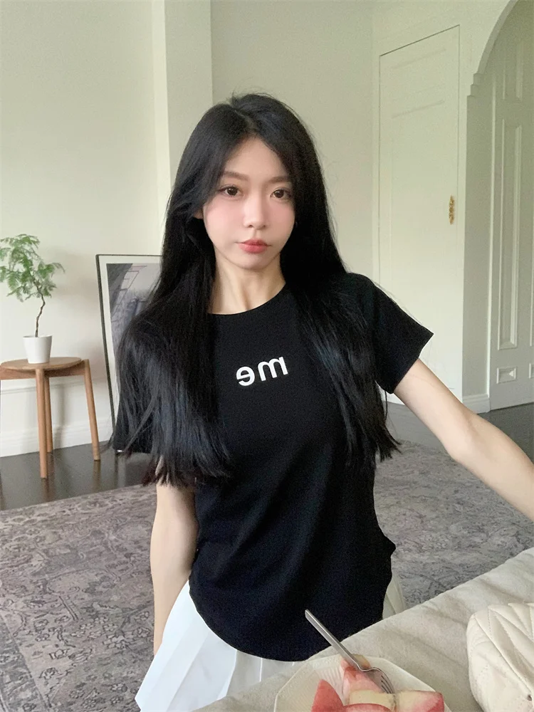 Плюс размер Chubby Girl утягивающая футболка с буквенным принтом на плечах женская