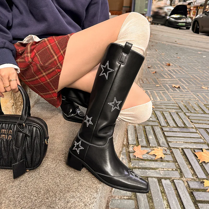 MKKHOU модные сапоги до колена женские новые высококачественные из натуральной