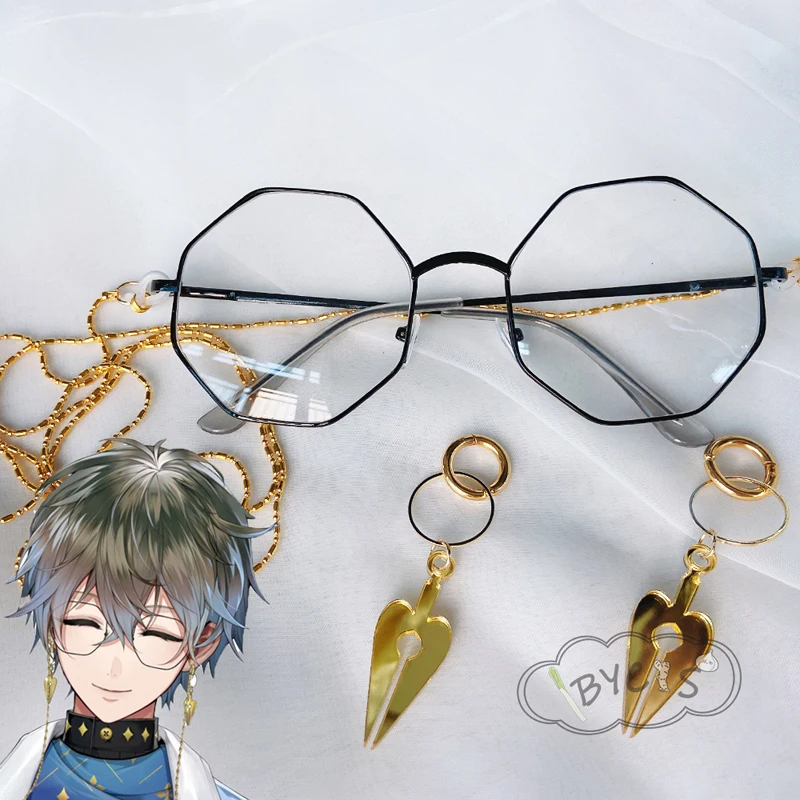 

Anime Earrings VTuber Ike Eveland Dangles Ear Ring badges glasses Cosplay Prop