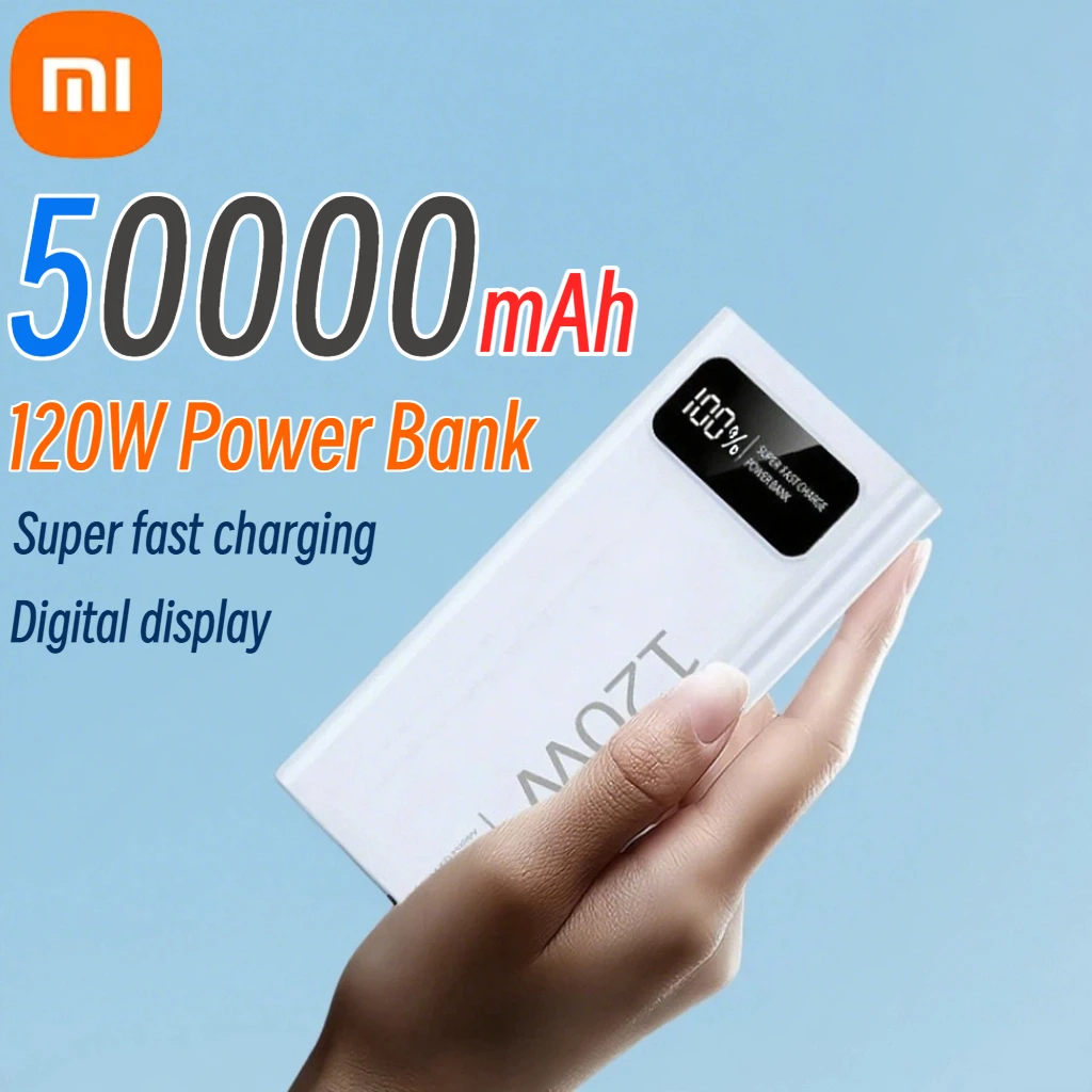 Фото Xiaomi 120 Вт 50000 мАч Power Bank Супер быстрая зарядка Мобильный внешний аккумулятор большой емкости подходит для Huawei iPhone Samsung №1