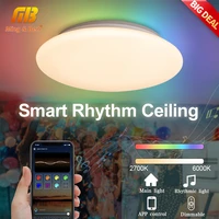 smart rgb ceiling lamp ac120v 220v rhythm lustre led lights wifi app voice control with alexa light for living room decoration