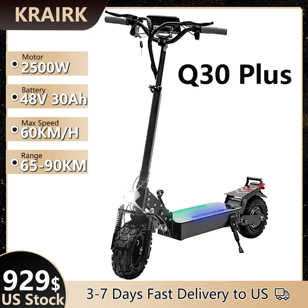 

Q30 Plus 48V 30Ah Electric Scooter 2500W 60km/h Max Speed 11 inch Tires Off Road eScooter for Adults Electric Scooter Long Range