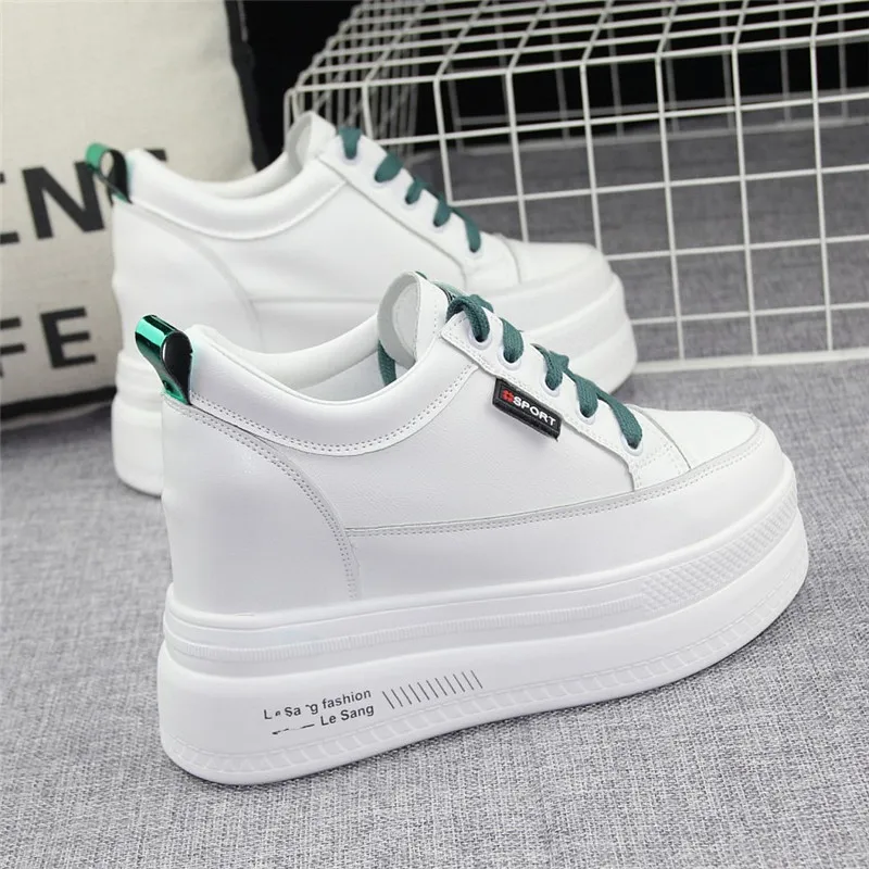 

Heels Spring Autumn Wedges Breathable Woman Height Increasing Shoes Women Sneakers Casual Platform Trainers White Shoes D3-97